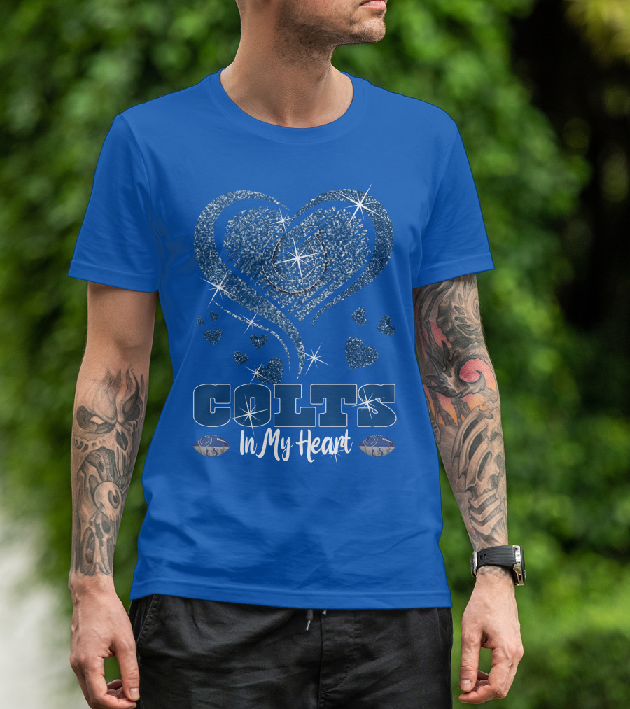 Colts In My Heart Sparkling Blue Heart T-Shirt