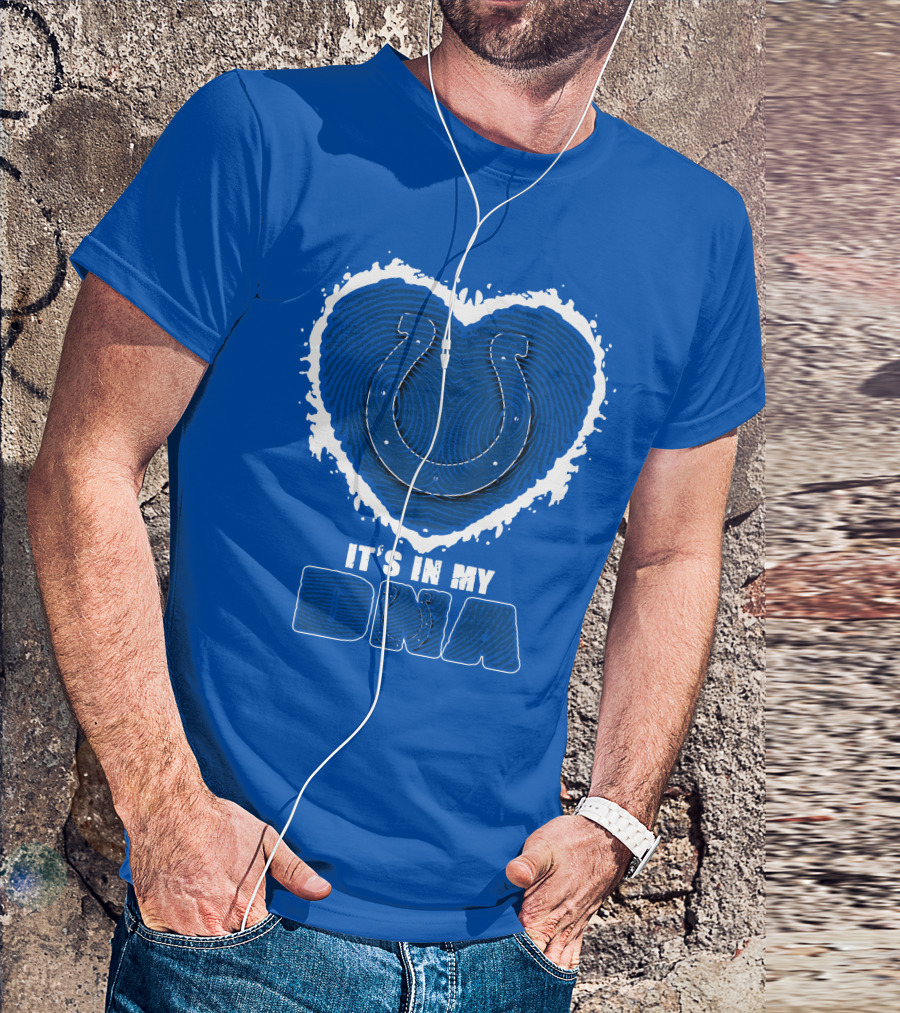 Indianapolis Colts It's In My Dna Heart Horseshoe Fingerprint T-Shirt