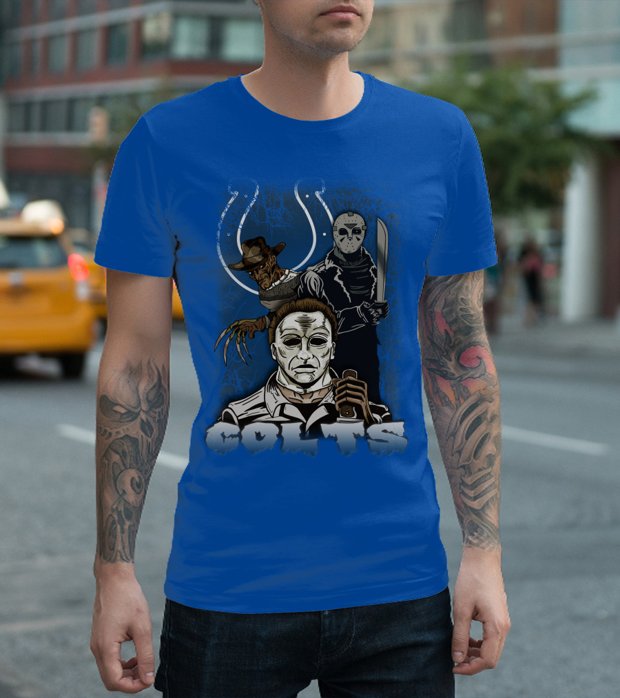 Colts Indianapolis Horror Characters Halloween Mashup T-Shirt
