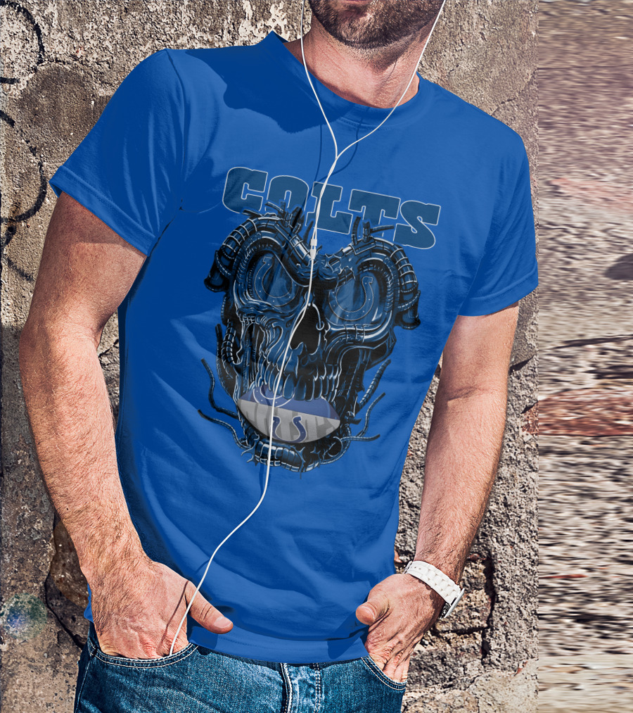 Dragonskull Colts Skull With Indianapolis Horseshoe T-Shirt