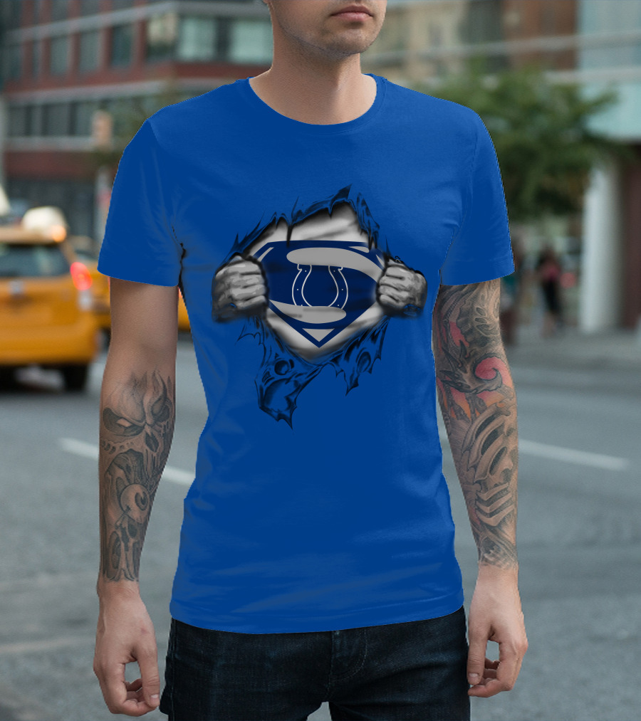 Superman Style Indianapolis Colts 70 Logo Burst T-Shirt