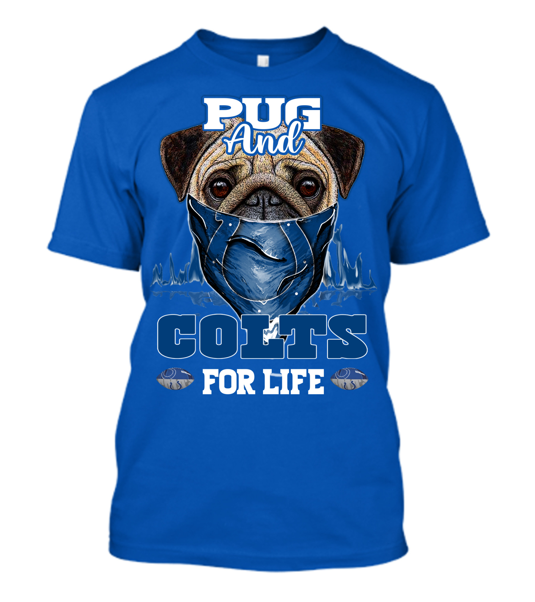 Pug And Colts For Life Indianapolis Colts T-Shirt