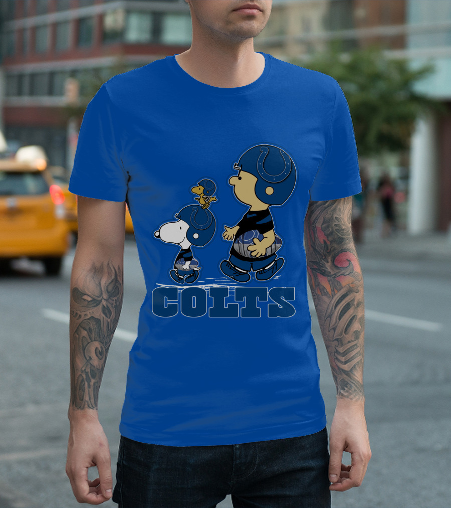 Snpfootball Indianapolis Colts Characters Blue Helmets T-Shirt