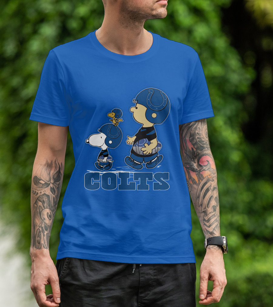 Snpfootball Indianapolis Colts Characters Blue Helmets T-Shirt