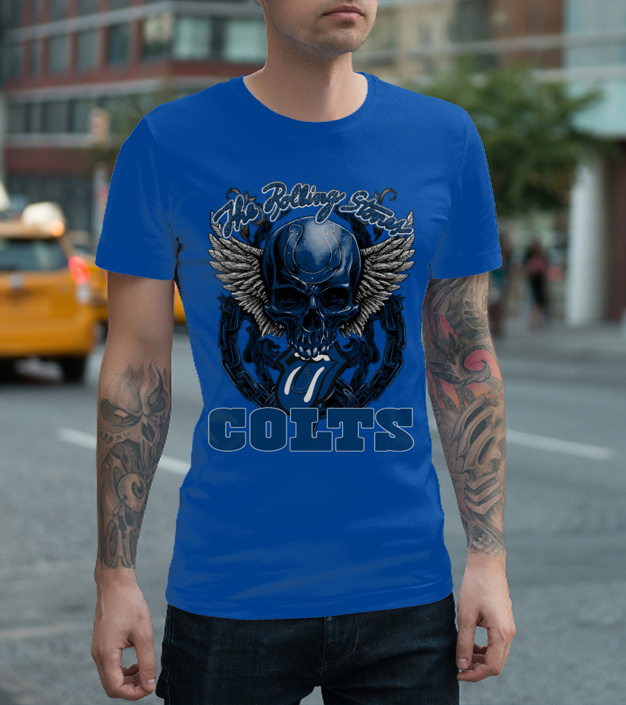 The Rolling Stones Colts Logo Skull Winged Chain T-Shirt
