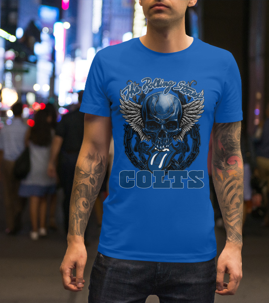 The Rolling Stones Colts Logo Skull Winged Chain T-Shirt