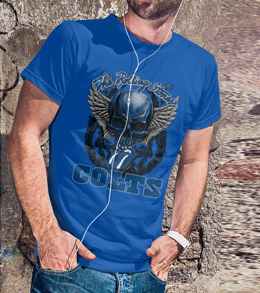 The Rolling Stones Colts Logo Skull Winged Chain T-Shirt