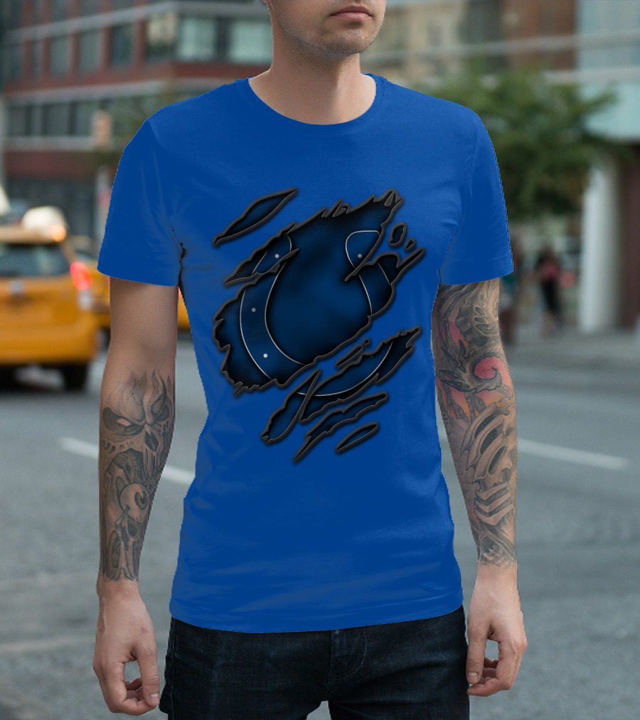 Torn Indianapolis Colts Ripped Football Team T-Shirt