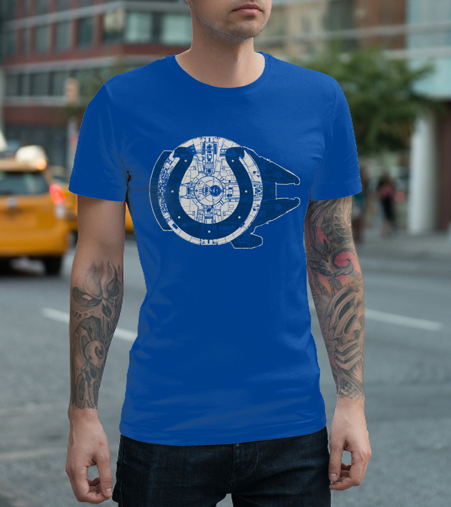 Indianapolis Colts 55 Millennium Falcon Blueprint T-Shirt