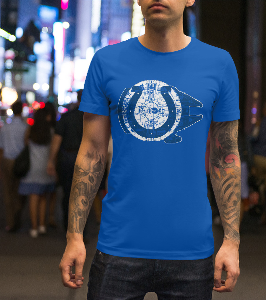 Indianapolis Colts 55 Millennium Falcon Blueprint T-Shirt