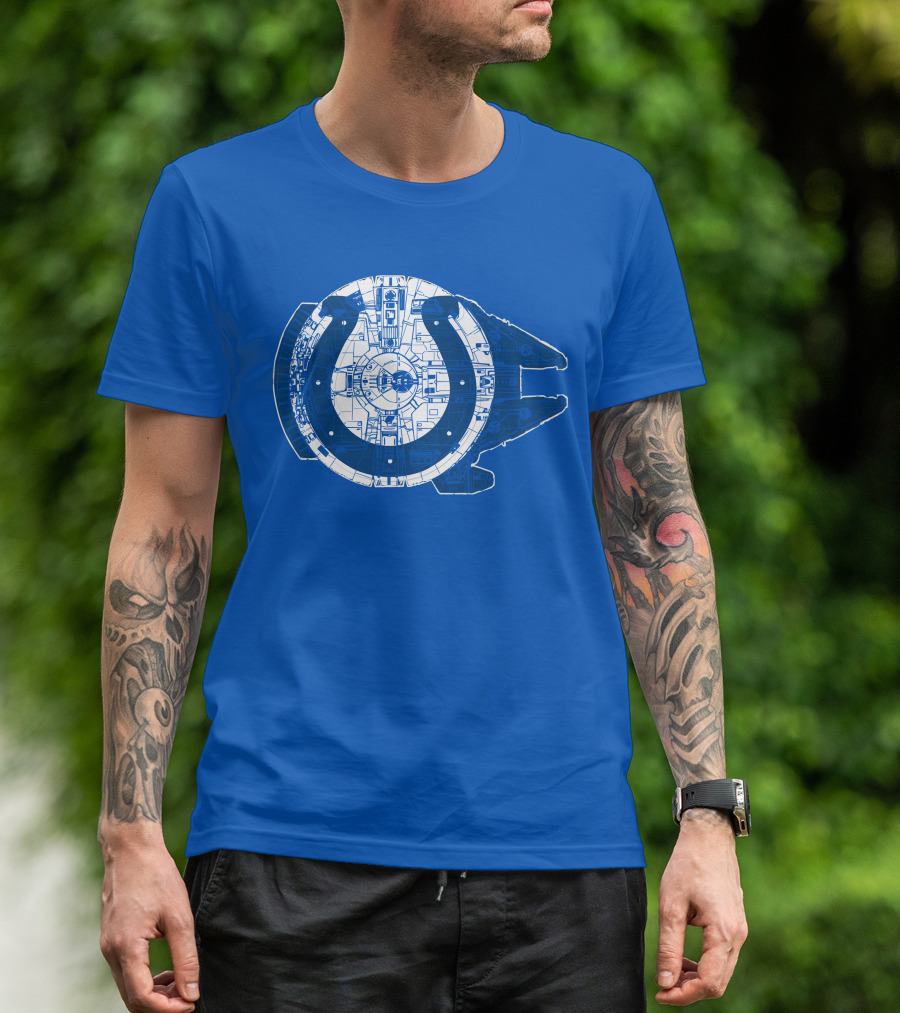 Indianapolis Colts 55 Millennium Falcon Blueprint T-Shirt