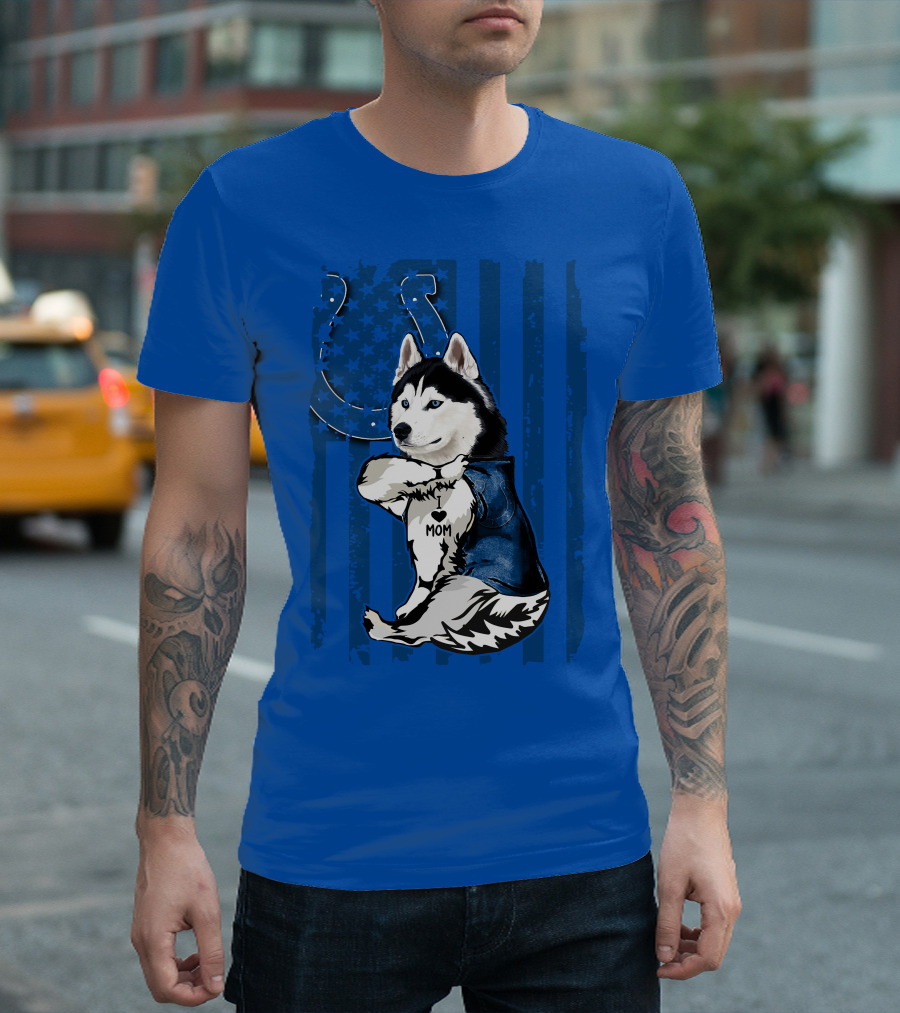 Siberian Husky Mom Indianapolis Colts Blue Iconic Fan Loyalty T-Shirt