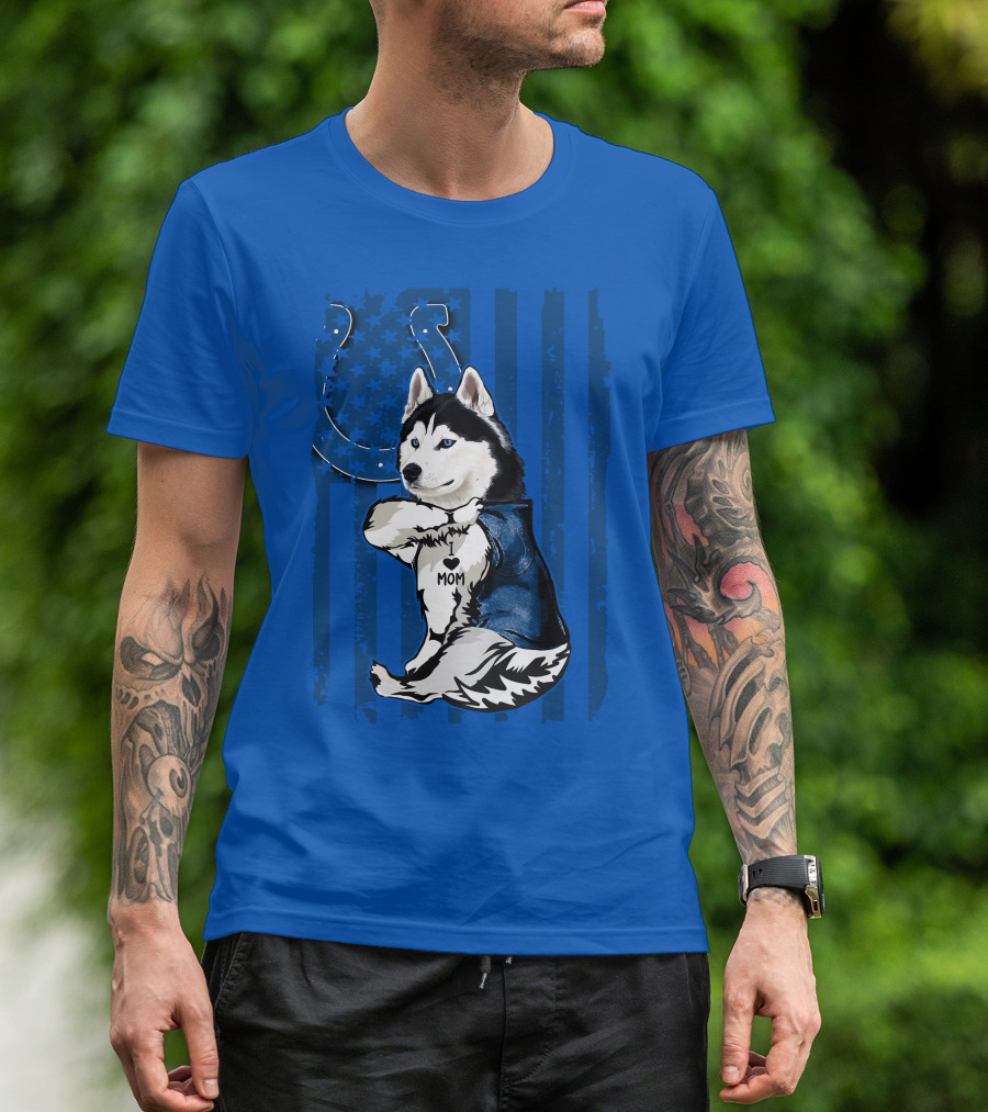 Siberian Husky Mom Indianapolis Colts Blue Iconic Fan Loyalty T-Shirt