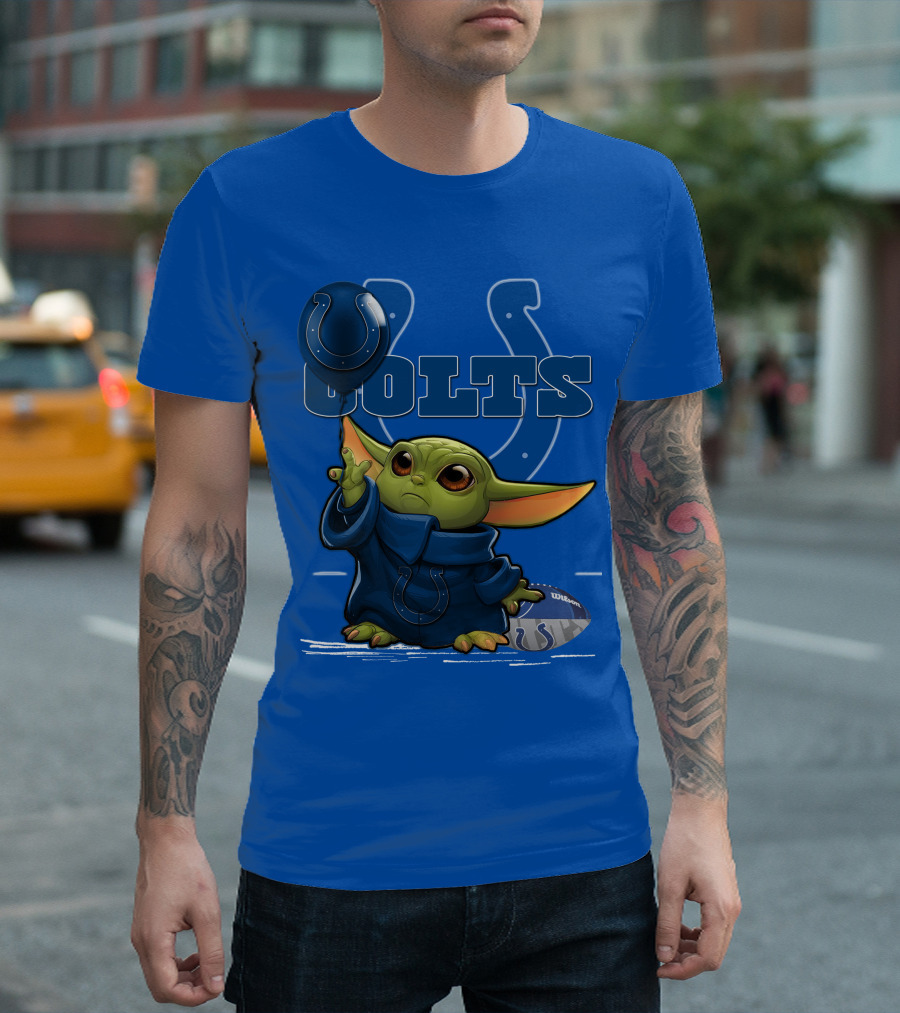 Colts Yoda Holding Horseshoe Balloon and Football T-Shirt