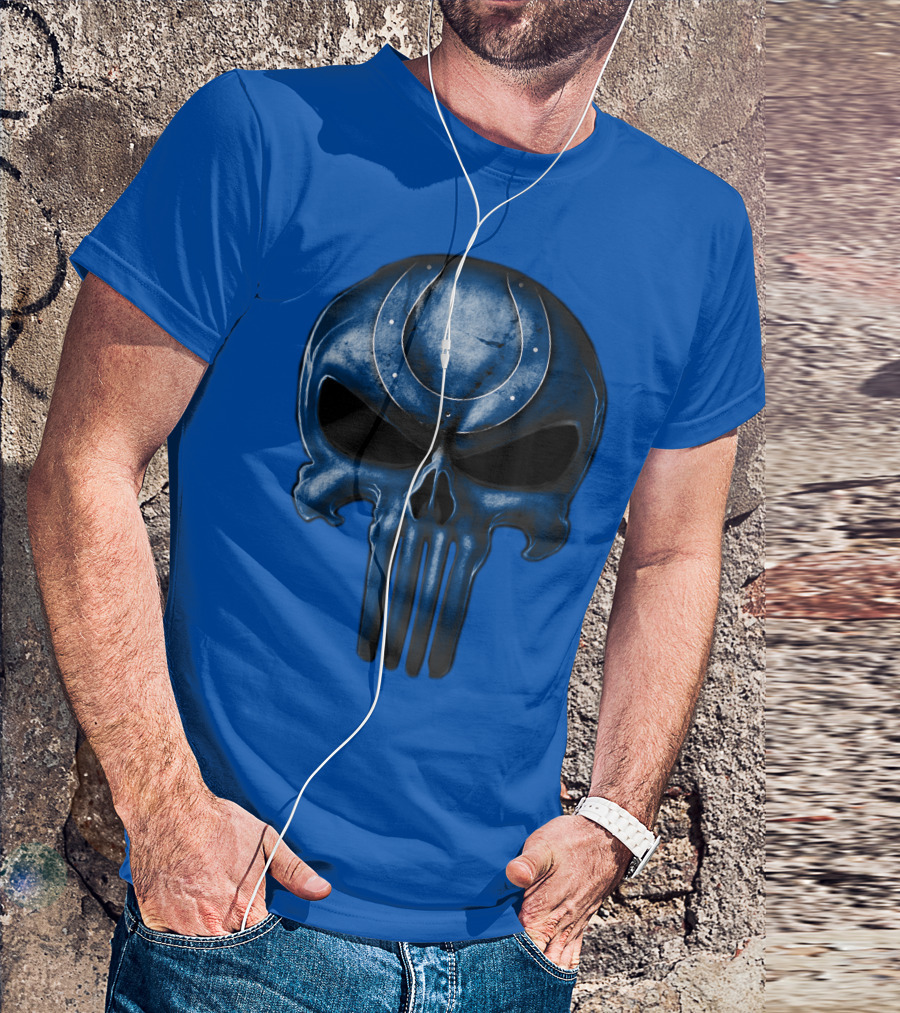 Skull Indianapolis Colts Blue Horseshoe T-Shirt