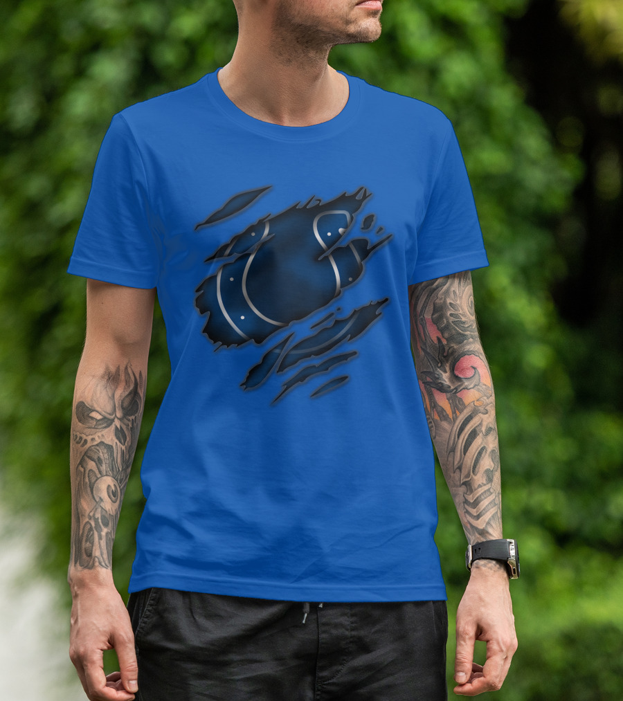 Indianapolis Colts Blue Horseshoe Logo Tear T-Shirt