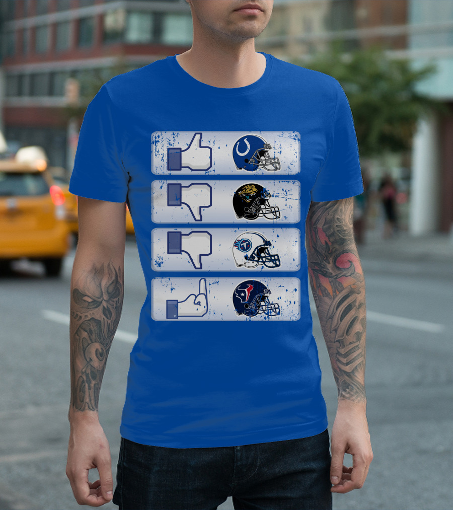 Indianapolis Colts Helmet Thumbs Up Rival Nfl Teams Jaguars Titans Texans T-Shirt