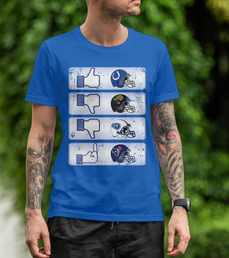 Indianapolis Colts Helmet Thumbs Up Rival Nfl Teams Jaguars Titans Texans T-Shirt