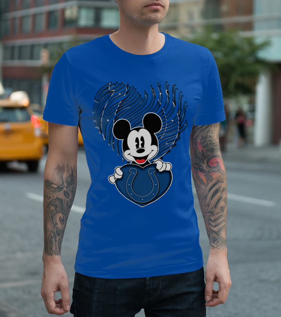 Mick Mickey Heart Indianapolis Colts Iconic Blue Fan T-Shirt