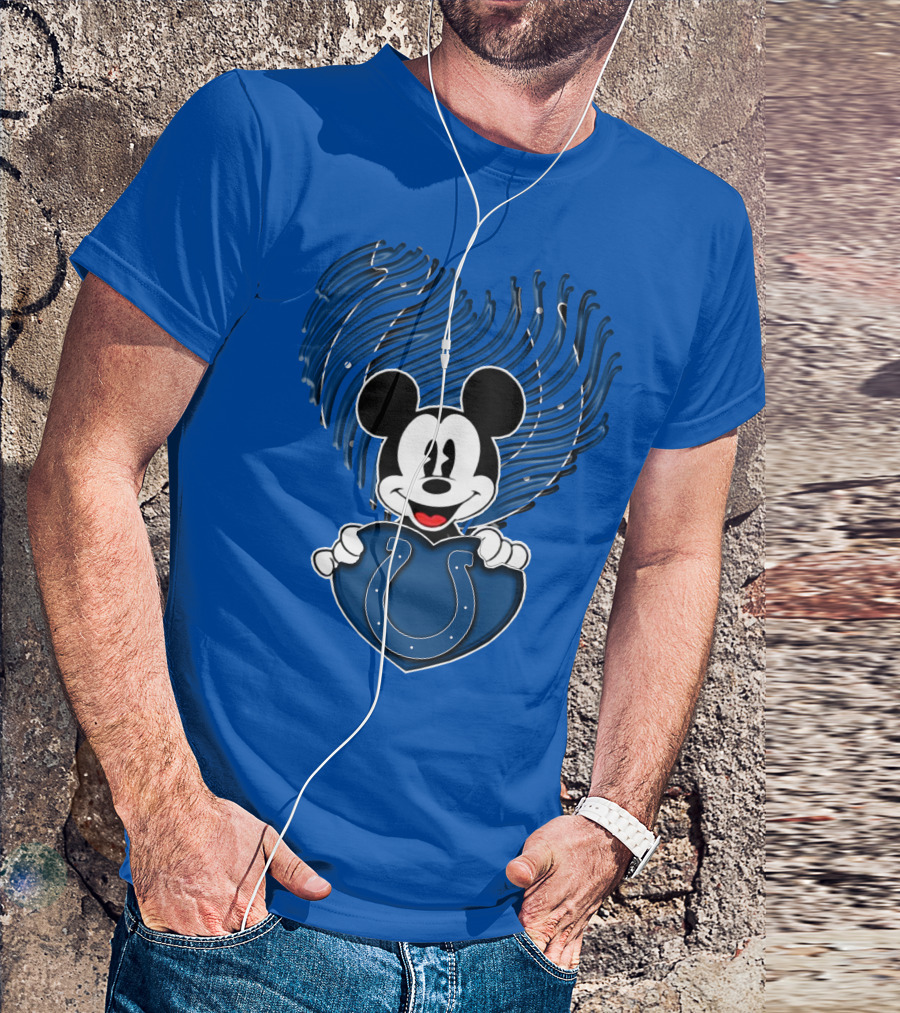 Mick Mickey Heart Indianapolis Colts Iconic Blue Fan T-Shirt