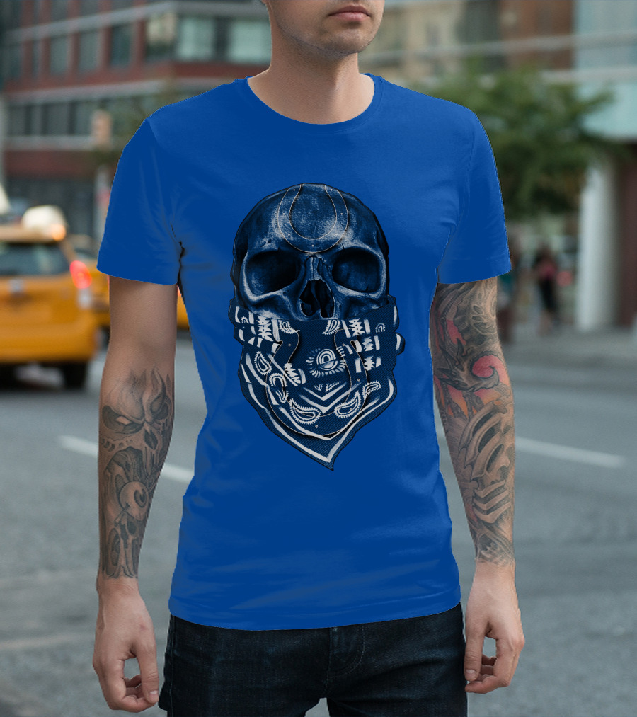 Indianapolis Colts Bandana Skull T-Shirt