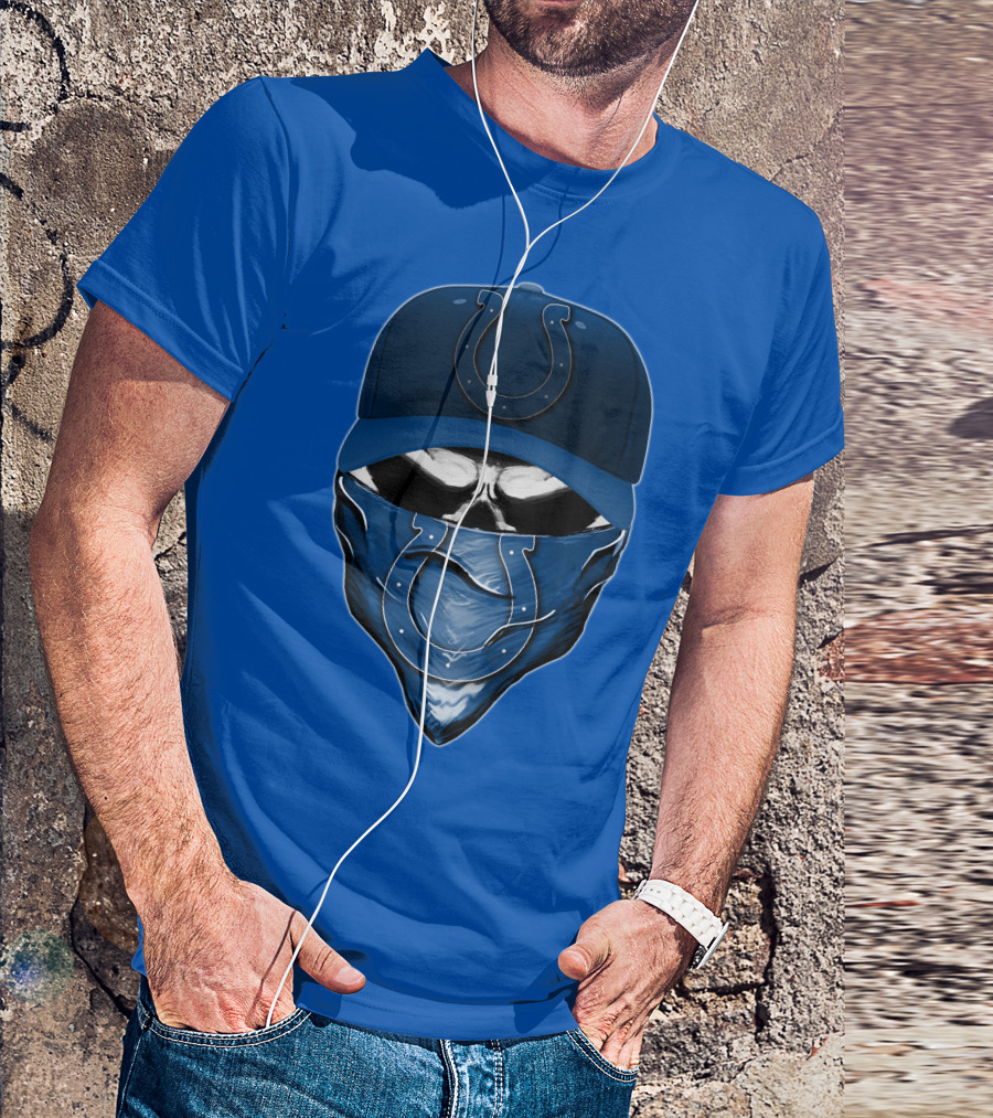 Skull Indianapolis Colts Fan Mask And Cap T-Shirt