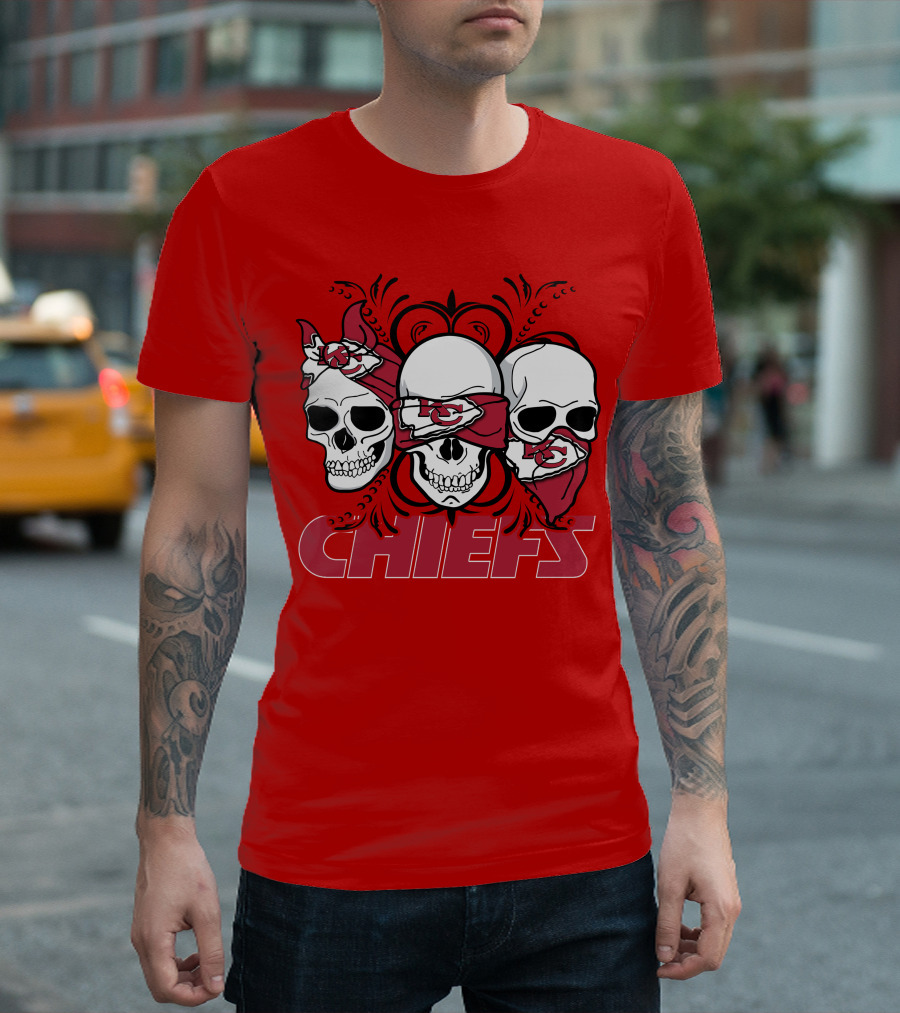 Kansas City Chiefs 3 Skull Bandanas T-Shirt