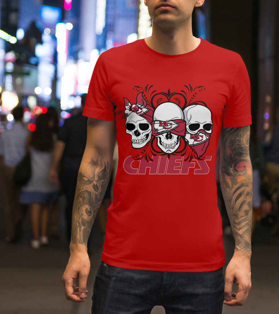 Kansas City Chiefs 3 Skull Bandanas T-Shirt