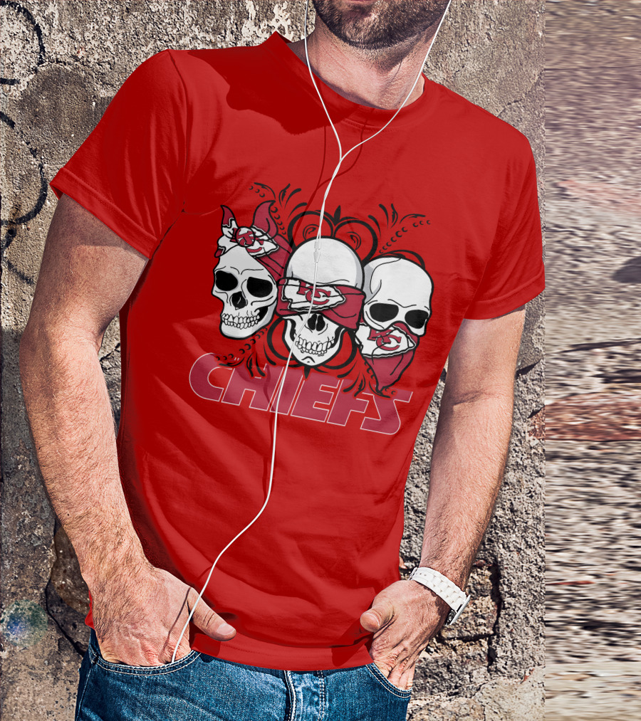 Kansas City Chiefs 3 Skull Bandanas T-Shirt