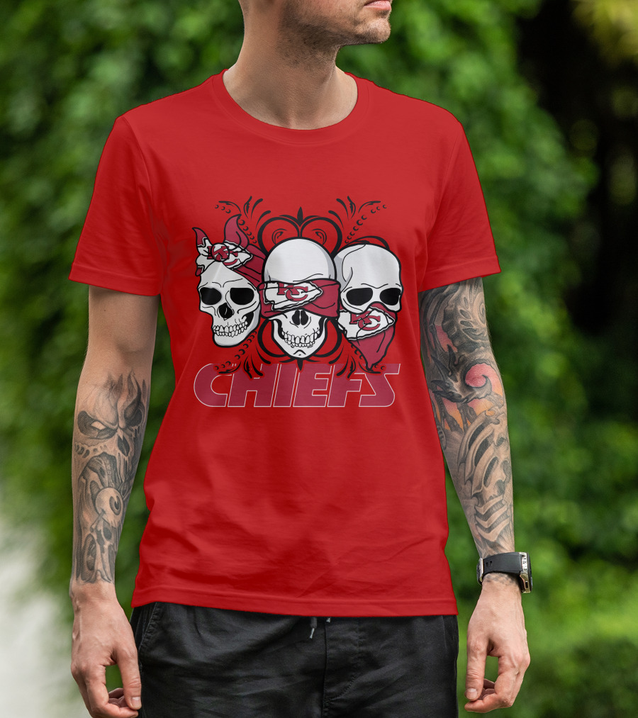 Kansas City Chiefs 3 Skull Bandanas T-Shirt