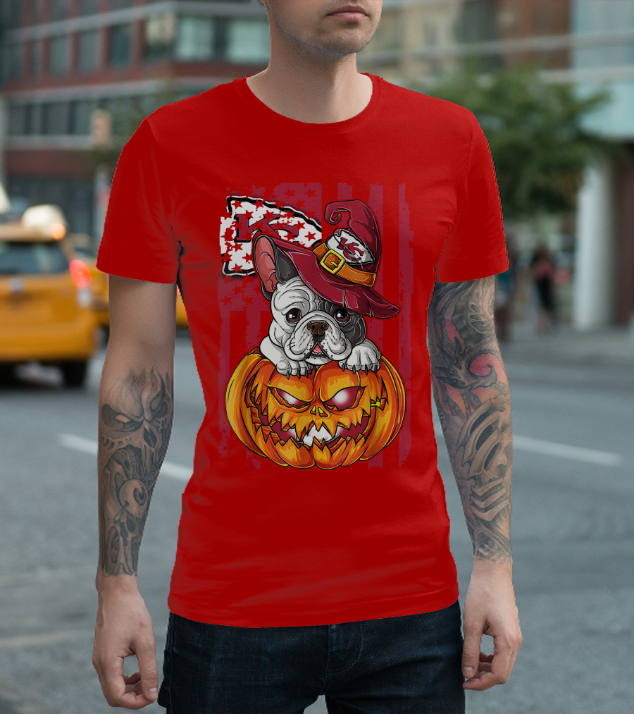 Hlw Bulldog Halloween Kansas City Chiefs Pumpkin T-Shirt