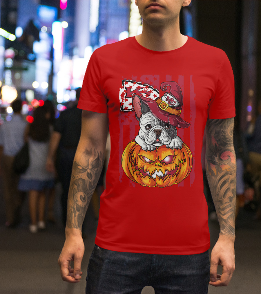 Hlw Bulldog Halloween Kansas City Chiefs Pumpkin T-Shirt