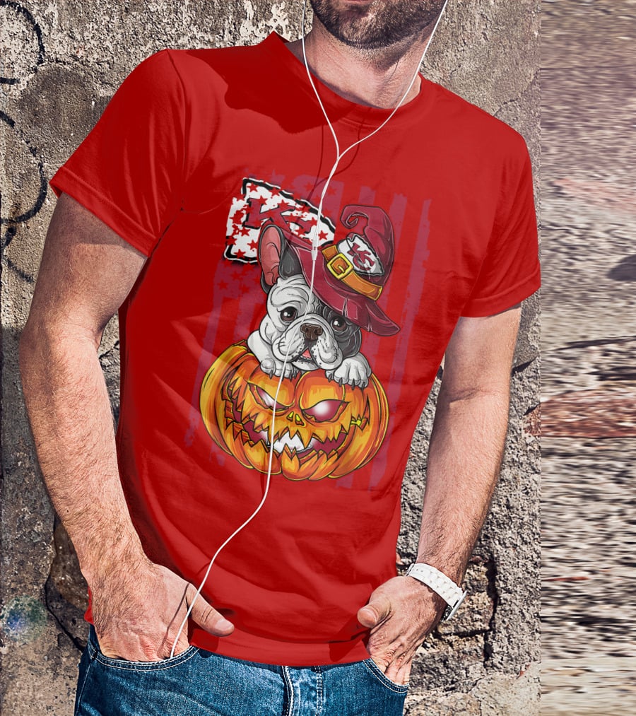 Hlw Bulldog Halloween Kansas City Chiefs Pumpkin T-Shirt