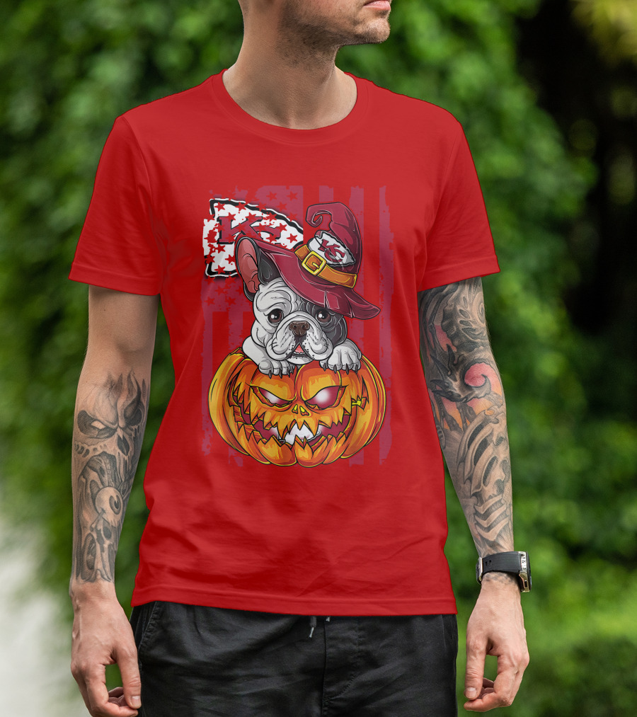 Hlw Bulldog Halloween Kansas City Chiefs Pumpkin T-Shirt