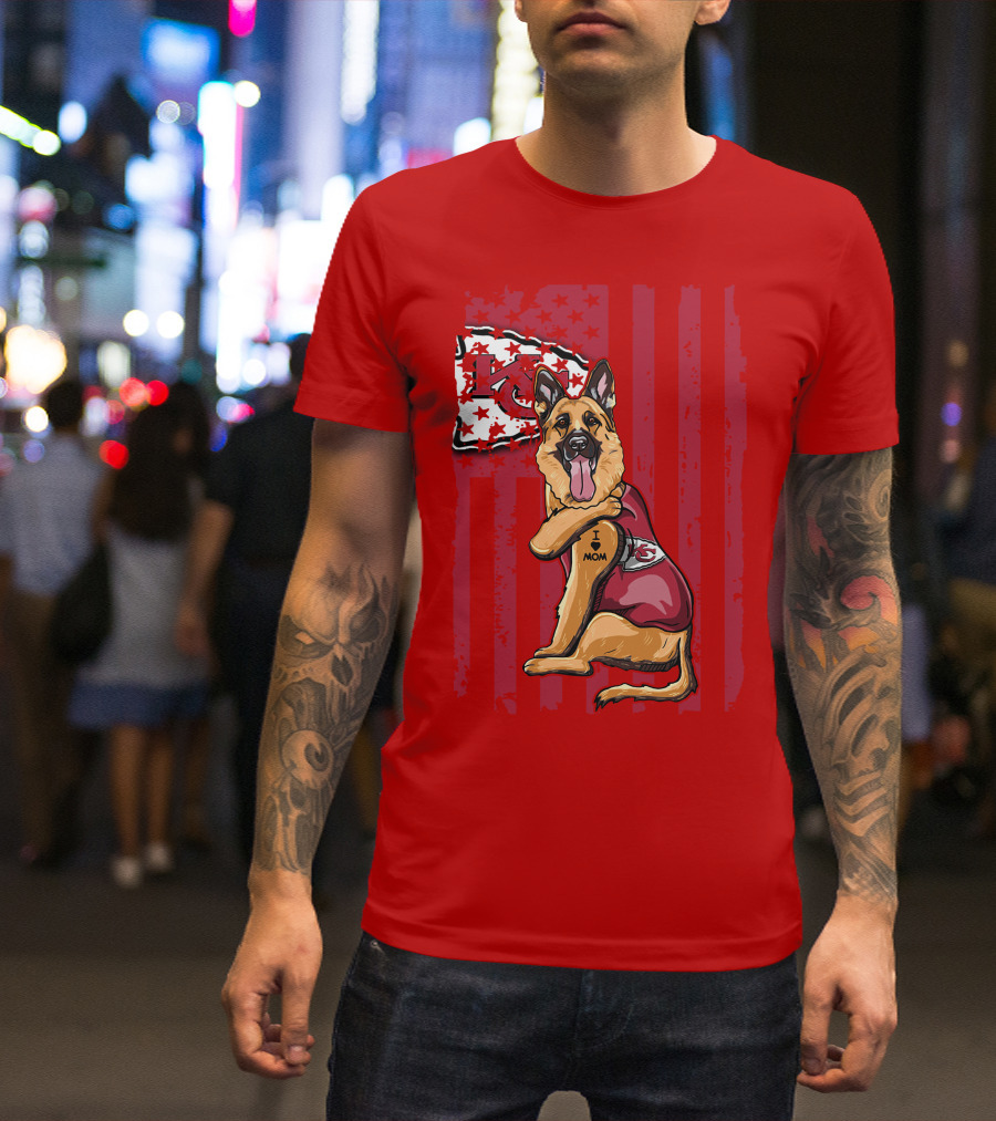 Kansas City Chiefs German Shepherd I Love Mom T-Shirt