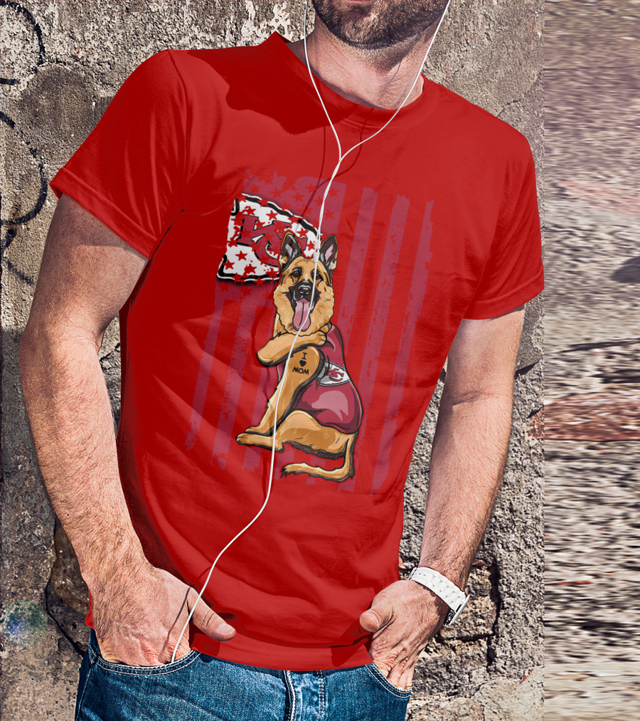 Kansas City Chiefs German Shepherd I Love Mom T-Shirt