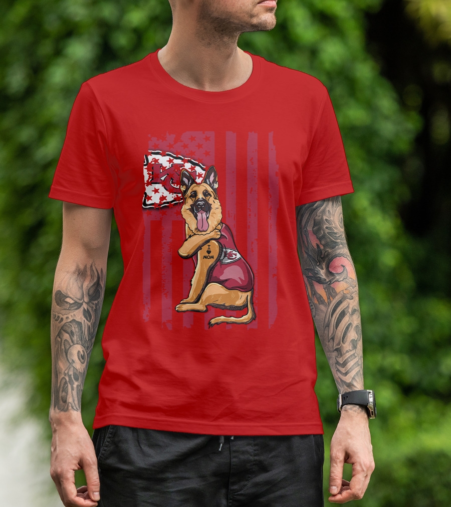Kansas City Chiefs German Shepherd I Love Mom T-Shirt