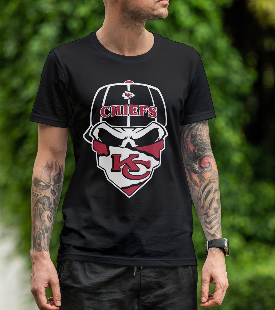 Kansas City Chiefs Kc Logo Skull Cap Bandana T-Shirt