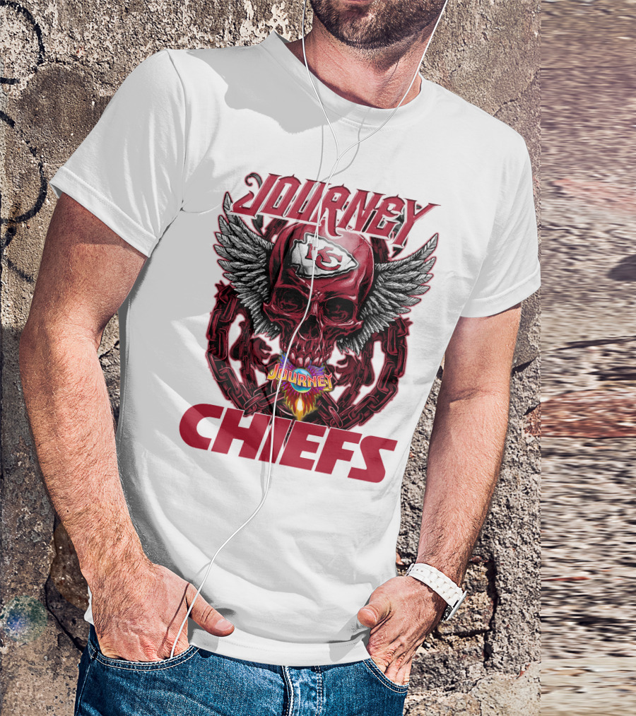 Journey Chiefs Kansas City KC Skull Wings Flame Chains T-Shirt