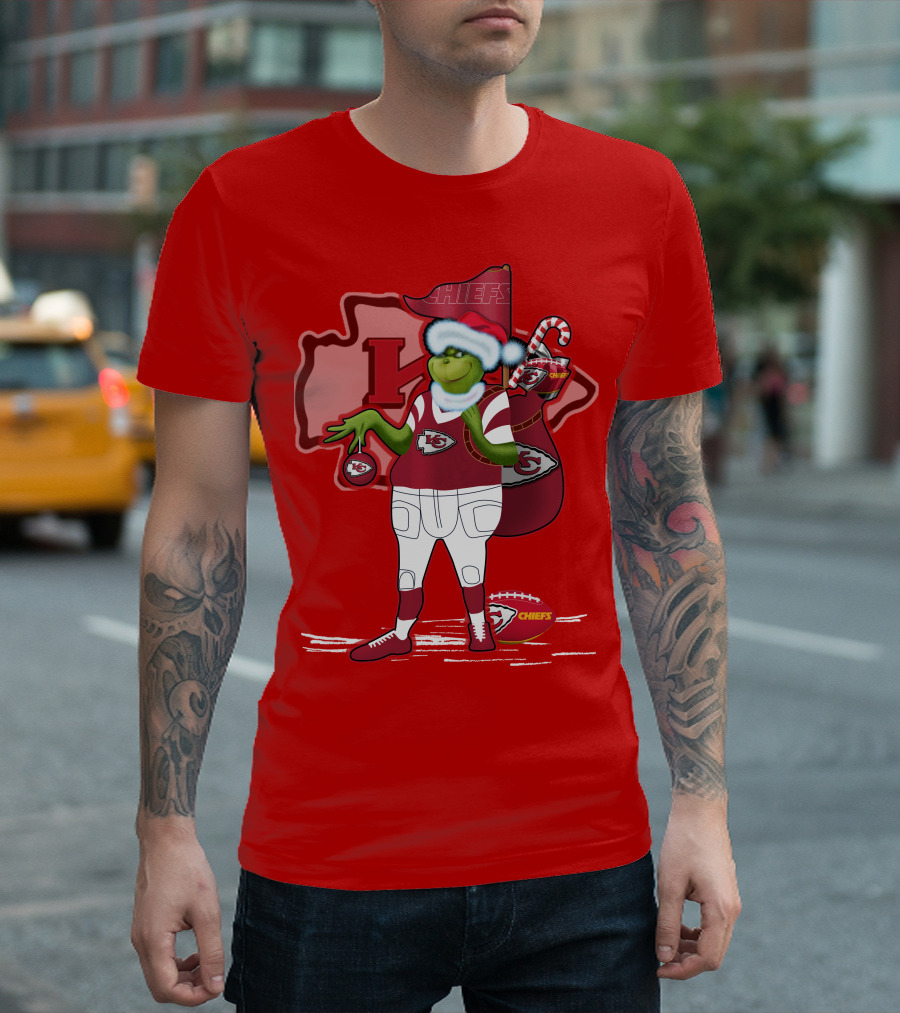 Grinchxmas Kansas City Chiefs Holiday Football Theme T-Shirt