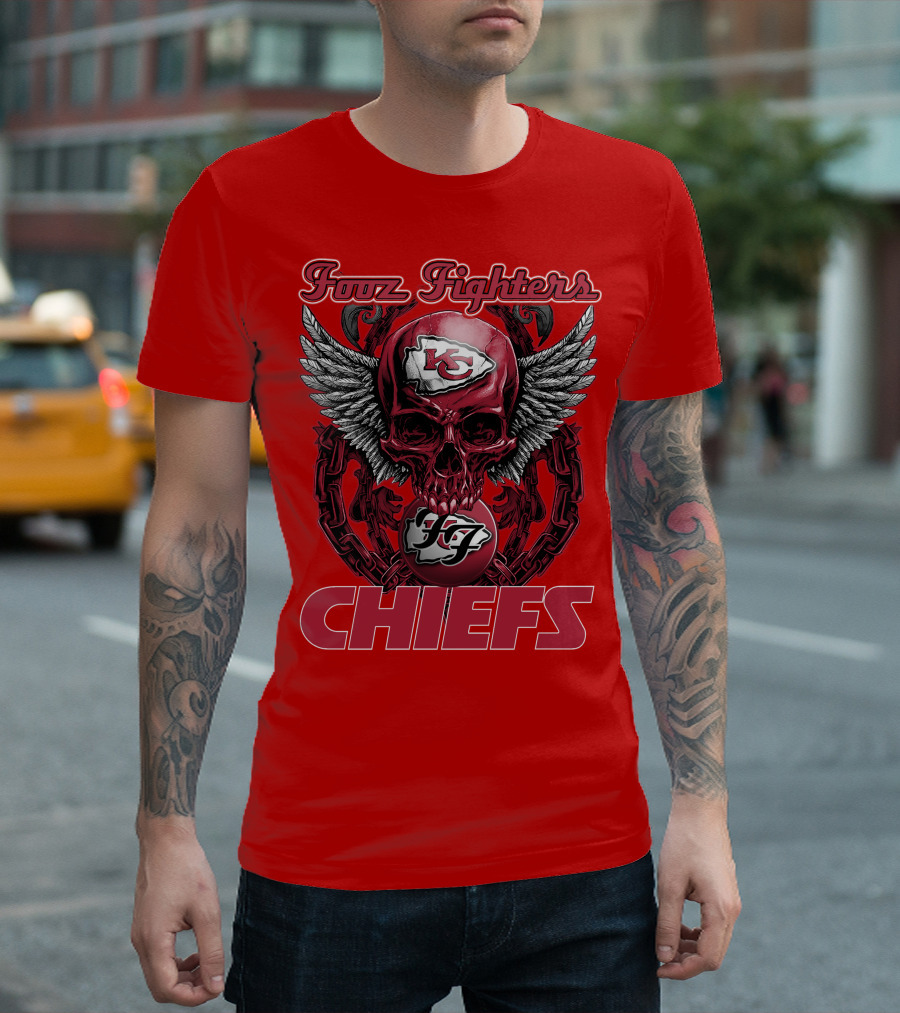 Foo Fighters Kansas City Chiefs Winged Skull T-Shirt