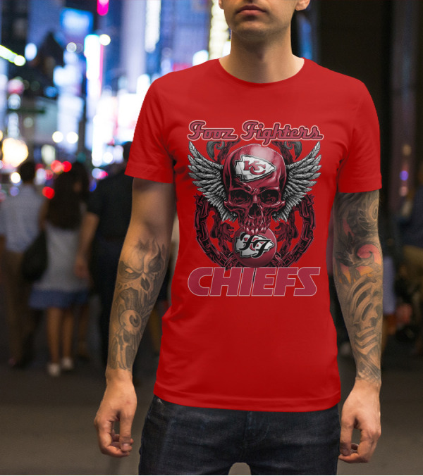Foo Fighters Kansas City Chiefs Winged Skull T-Shirt