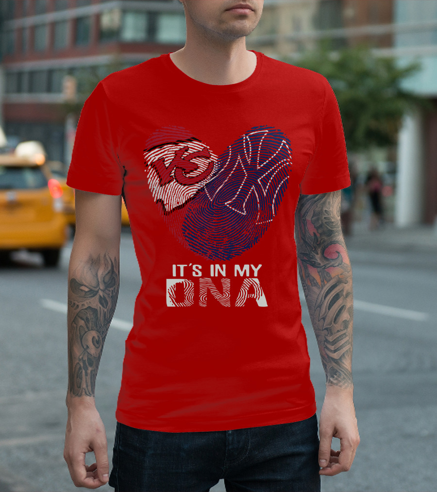 Kansas City Chiefs It's In My Dna Football Fingerprint Heart T-Shirt