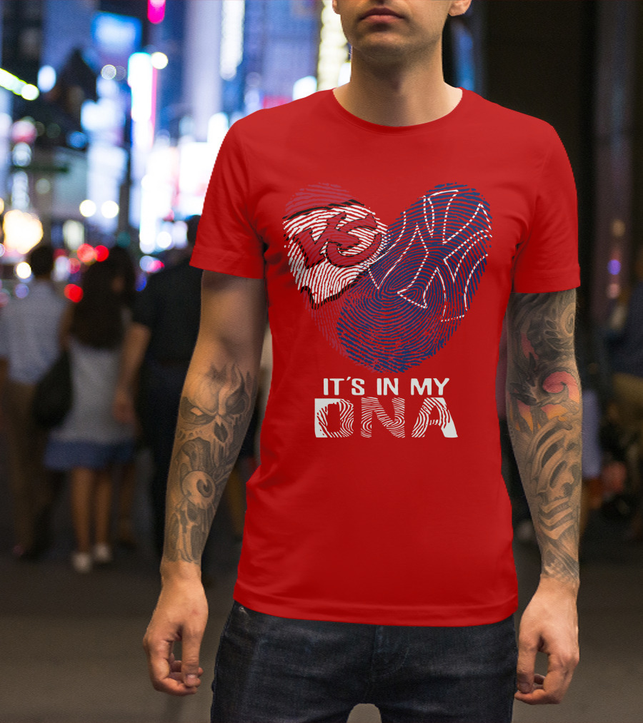 Kansas City Chiefs It's In My Dna Football Fingerprint Heart T-Shirt