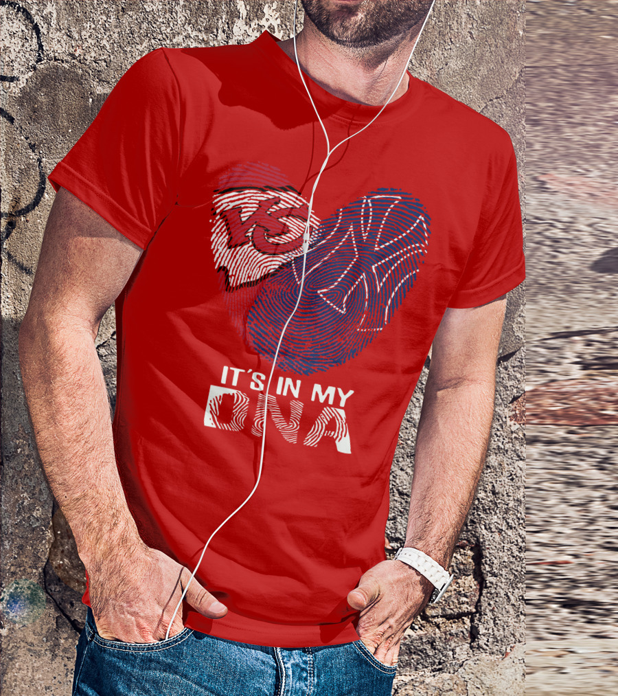 Kansas City Chiefs It's In My Dna Football Fingerprint Heart T-Shirt