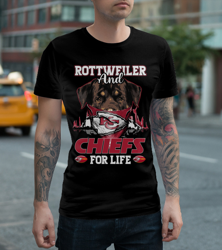 Rottweiler and Chiefs for Life Kansas City Chiefs T-Shirt