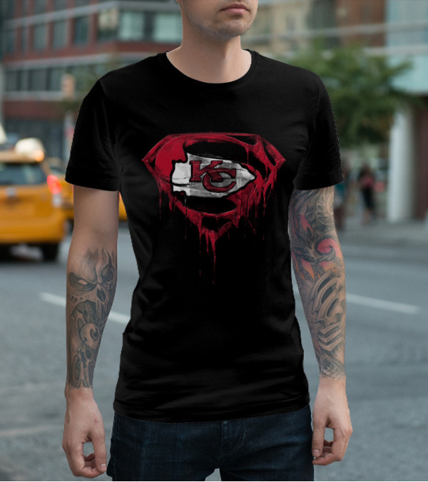 Kansas City Chiefs Kc Superman Logo Dripping Effect T-Shirt