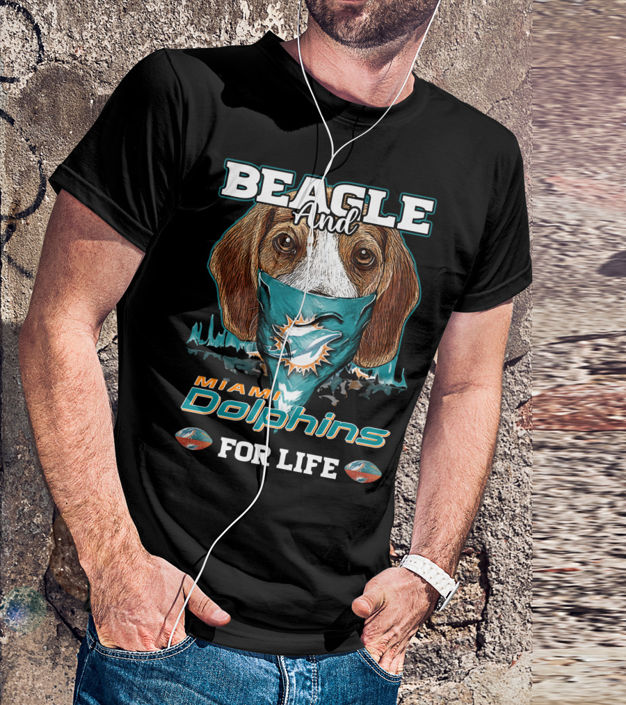 Beagle And Miami Dolphins For Life T-Shirt