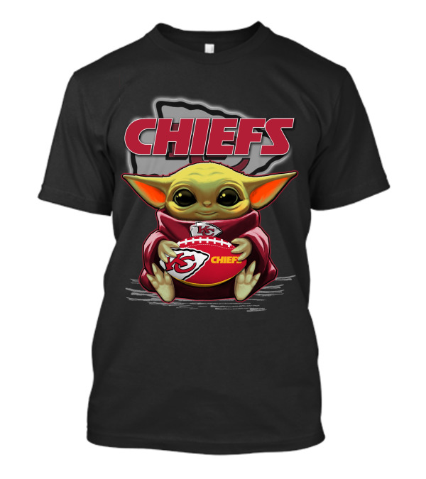 Chiefs Yoda Holding Football Kansas City Chiefs Star Wars Crossover T-Shirt