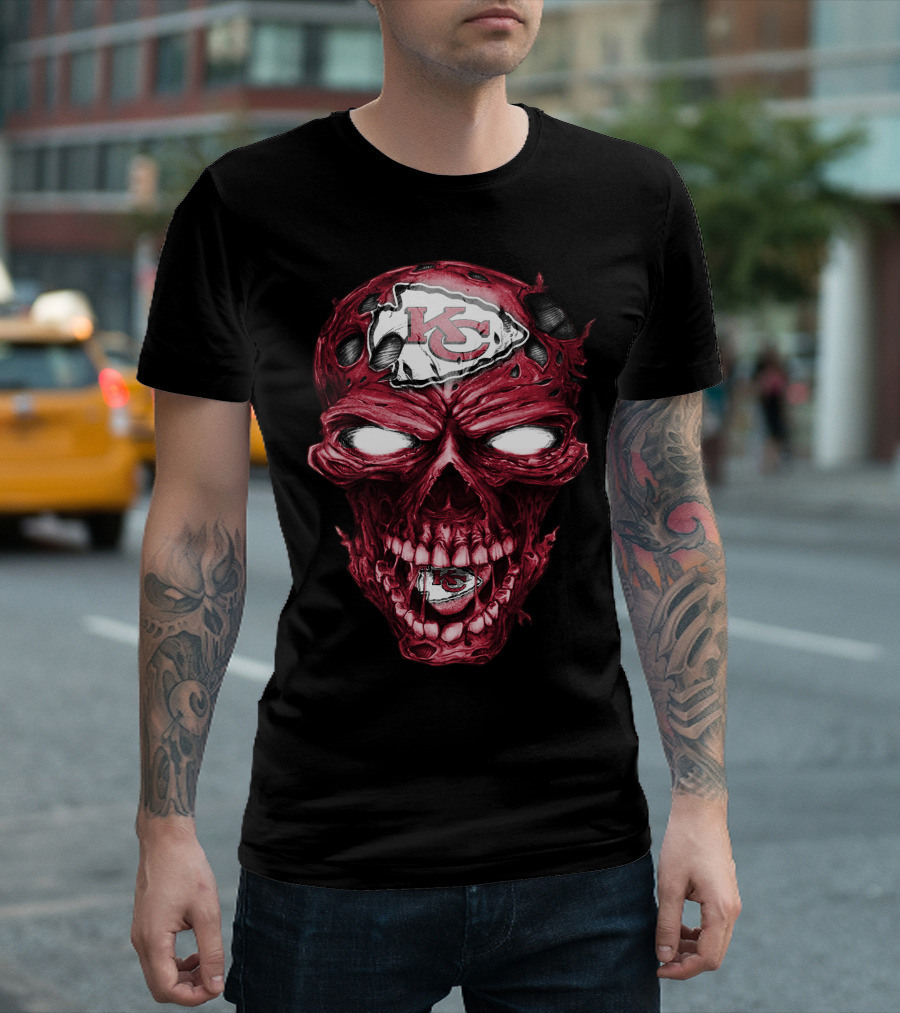 Kansas City Chiefs Skull Head T-Shirt